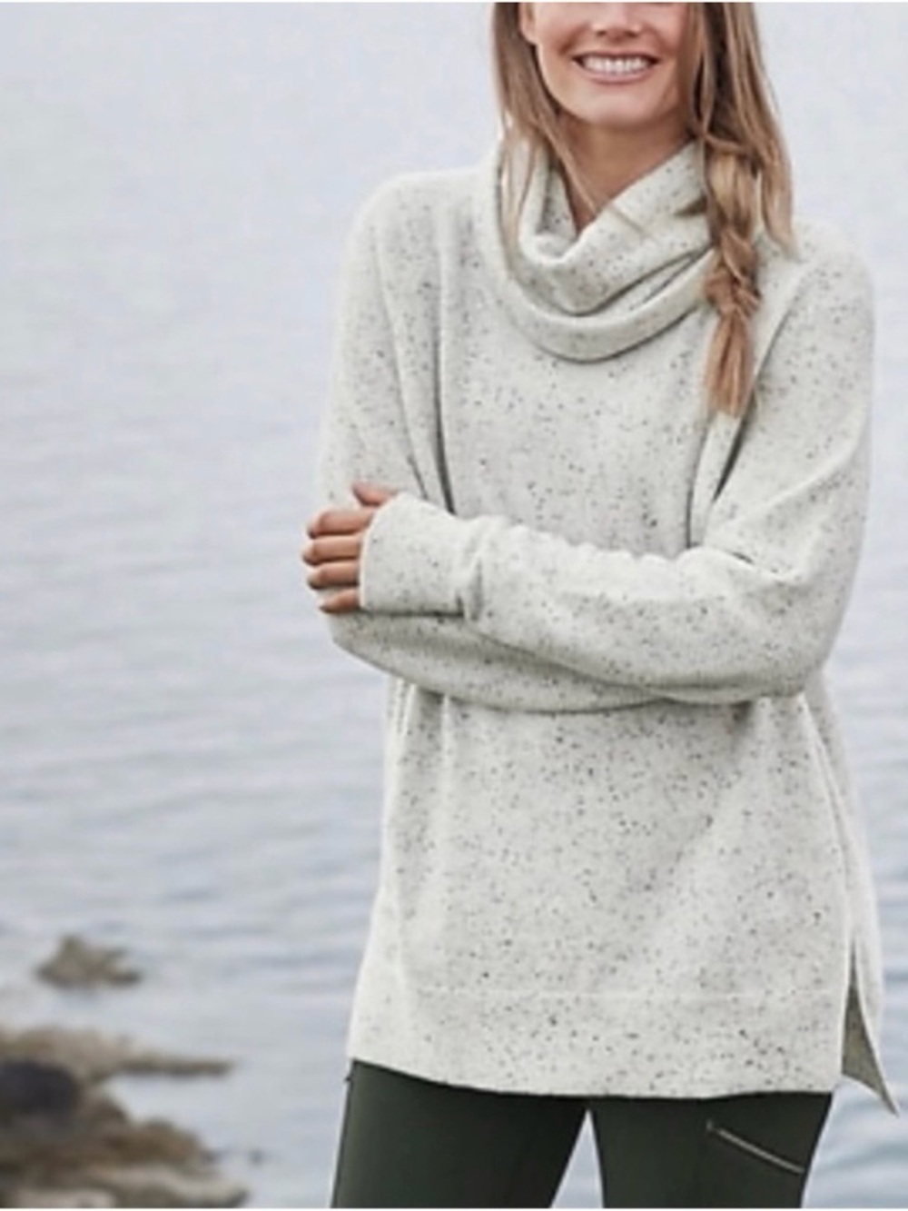Athleta 100% Cashmere Donegal Knit Cowl Neck Sweater Size XL